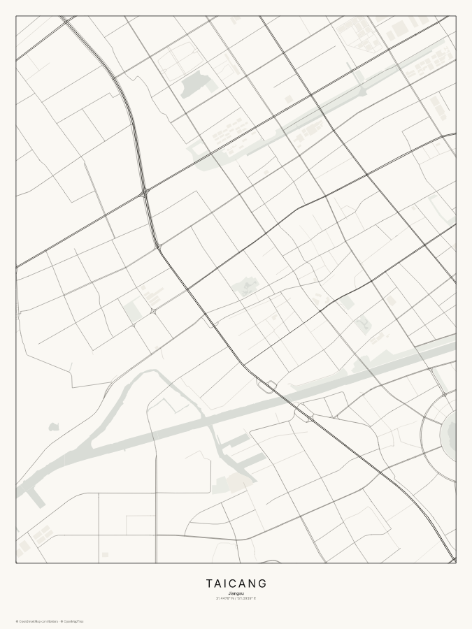 Taicang map poster, classic style