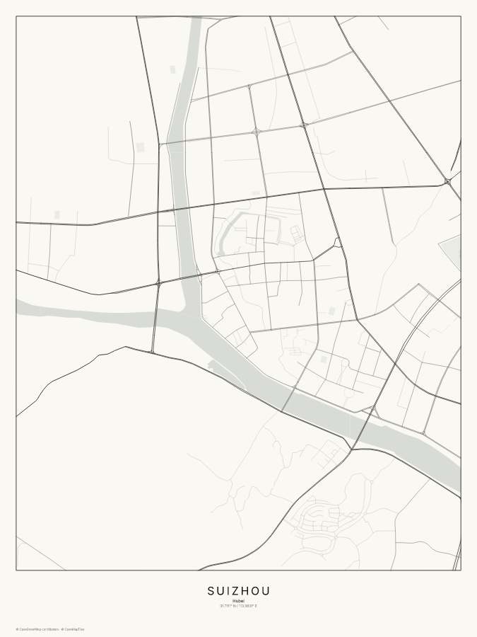 Suizhou map poster, classic style
