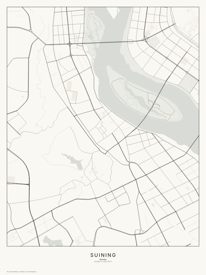 Suining map poster, classic style