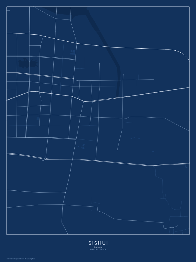 Sishui map poster, blueprint style