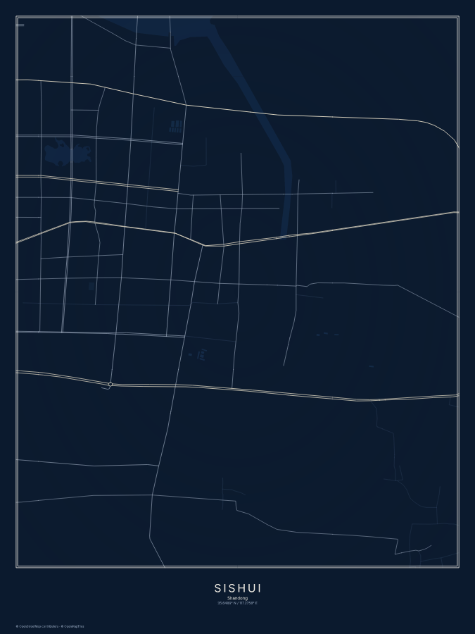 Sishui map poster, midnight style