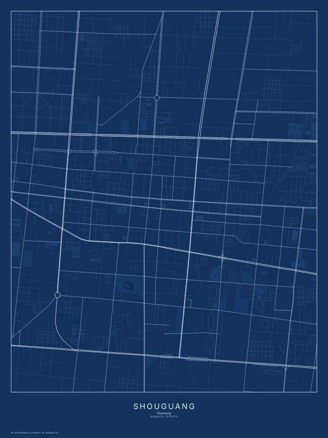 Shouguang map poster, blueprint style