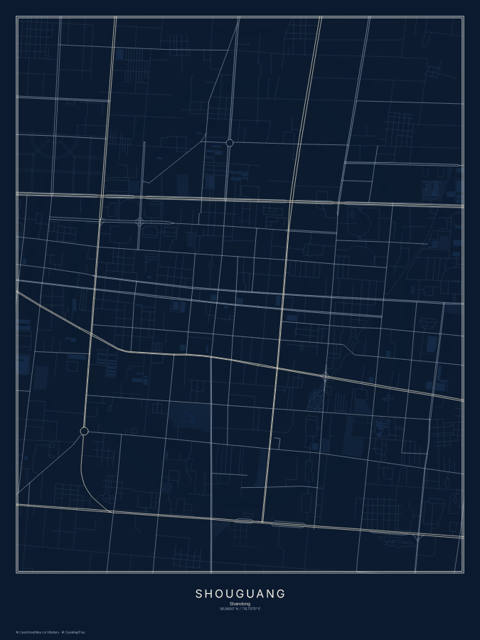 Shouguang map poster, midnight style