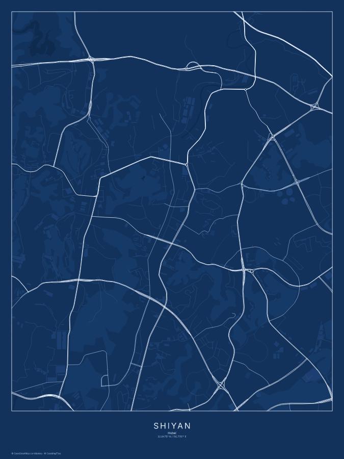 Shiyan map poster, blueprint style