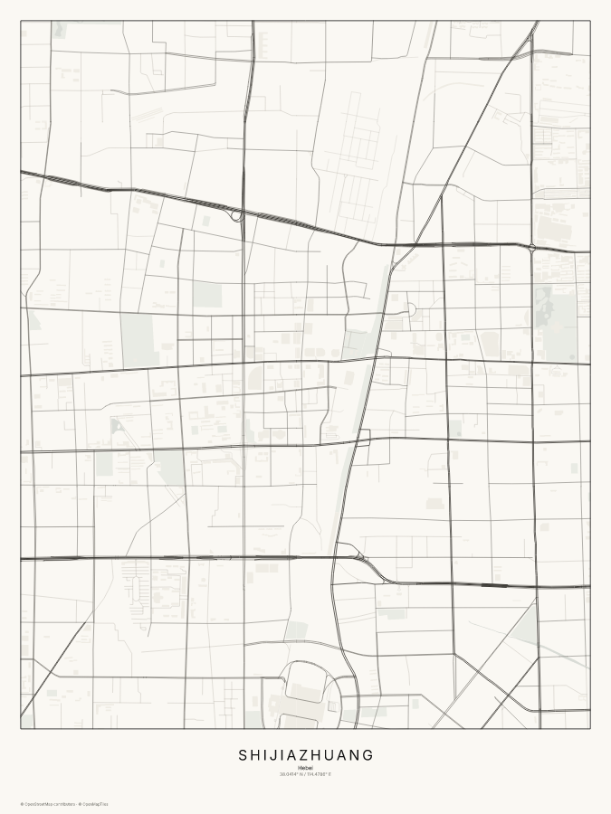 Shijiazhuang map poster, classic style