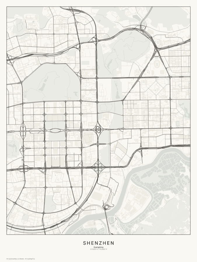 Shenzhen map poster, classic style