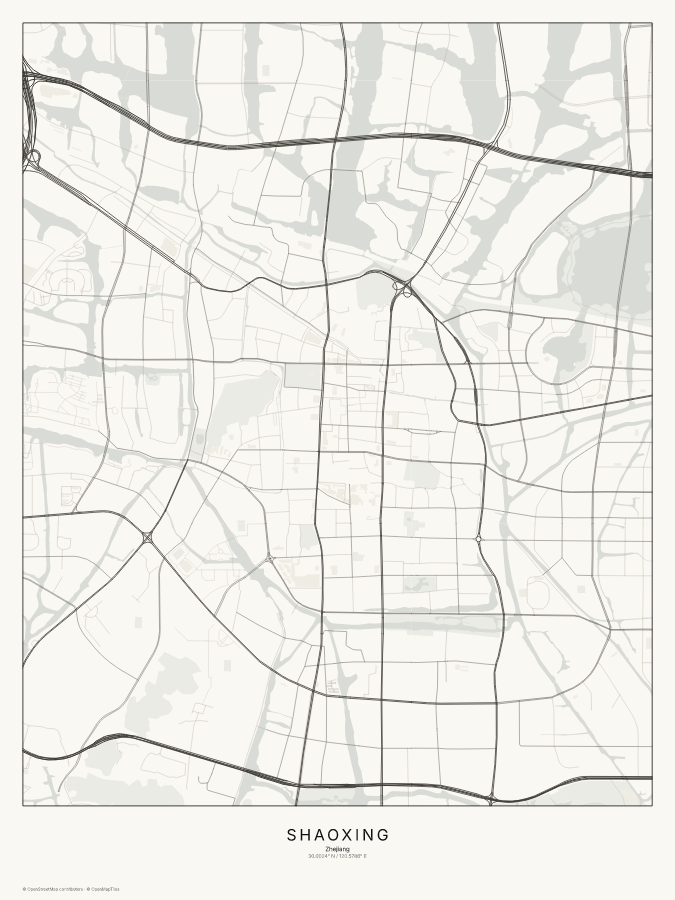 Shaoxing map poster, classic style