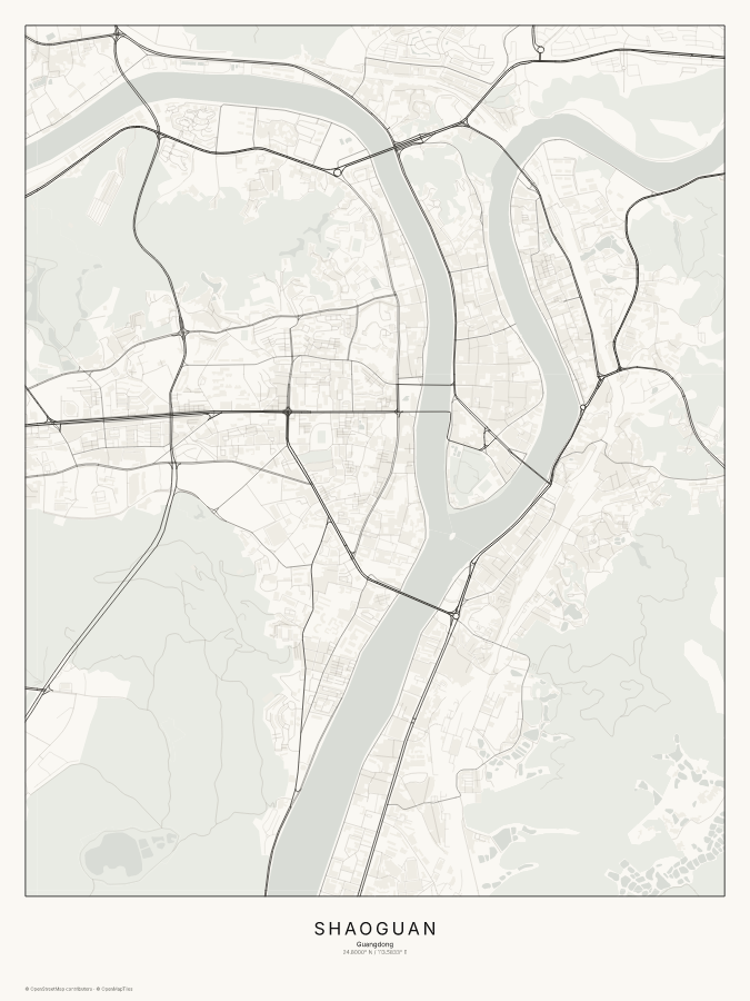 Shaoguan map poster, classic style