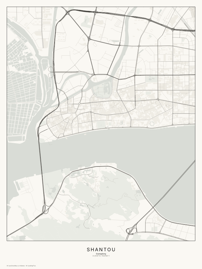 Shantou map poster, classic style