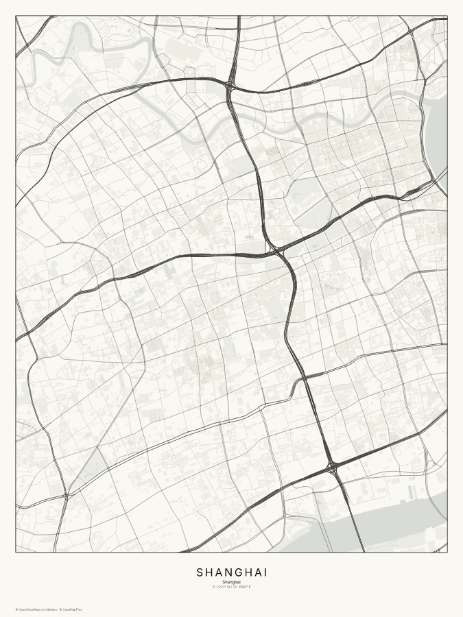 Shanghai map poster, classic style