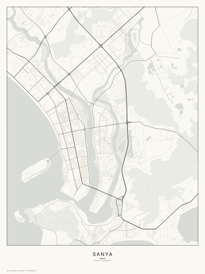 Sanya map poster, classic style