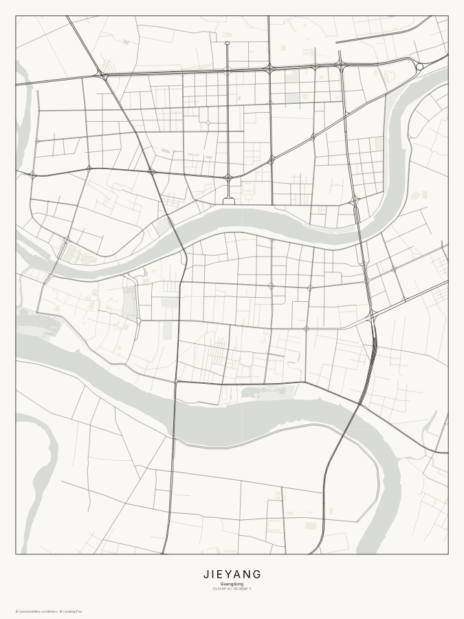 Jieyang map poster, classic style