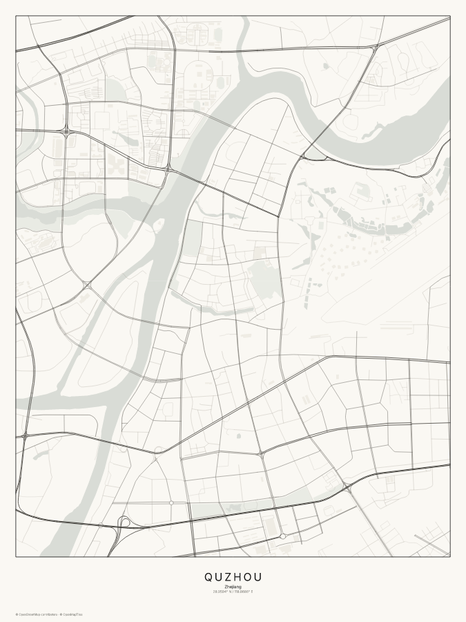 Quzhou map poster, classic style