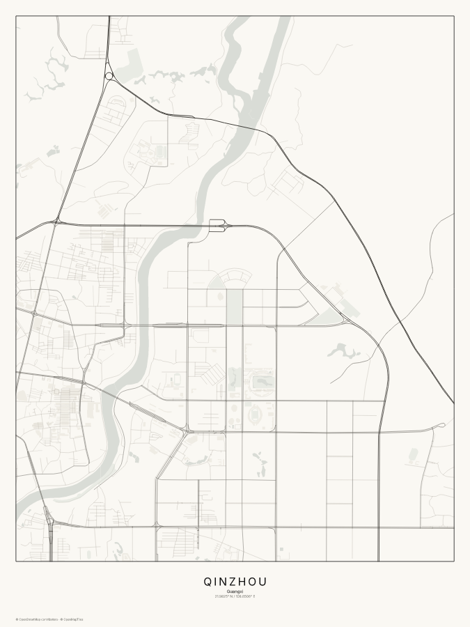 Qinzhou map poster, classic style