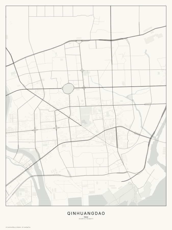 Qinhuangdao map poster, classic style