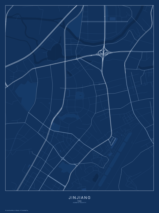 Jinjiang map poster, blueprint style