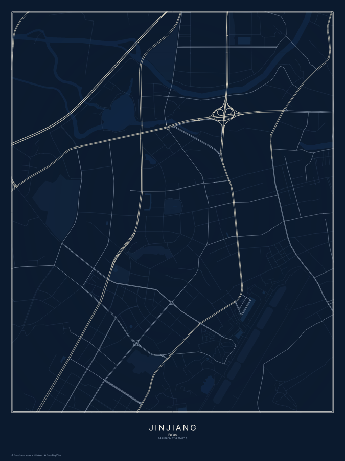Jinjiang map poster, midnight style