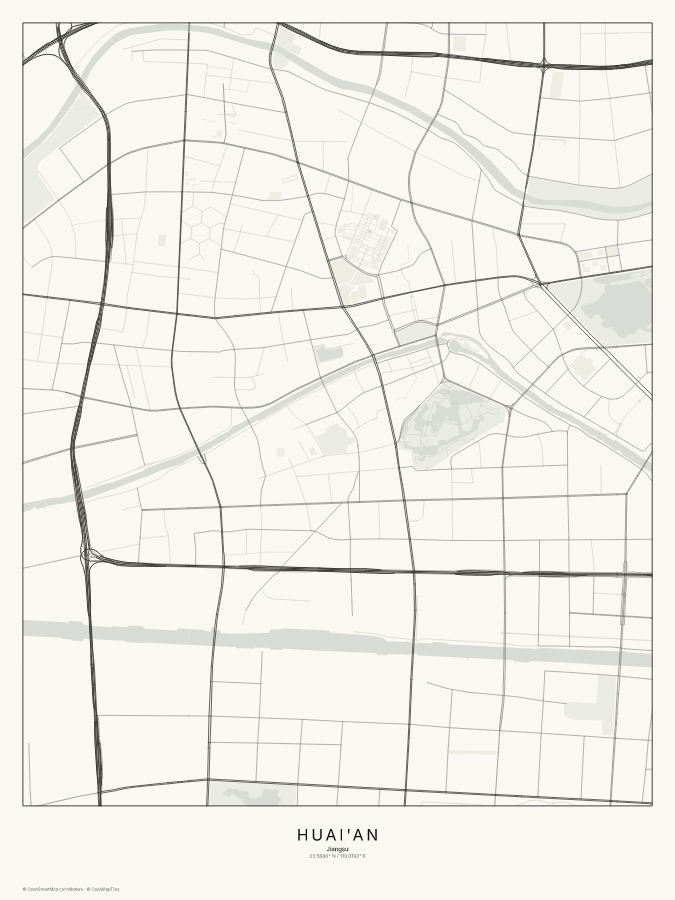 Huai'an map poster, classic style