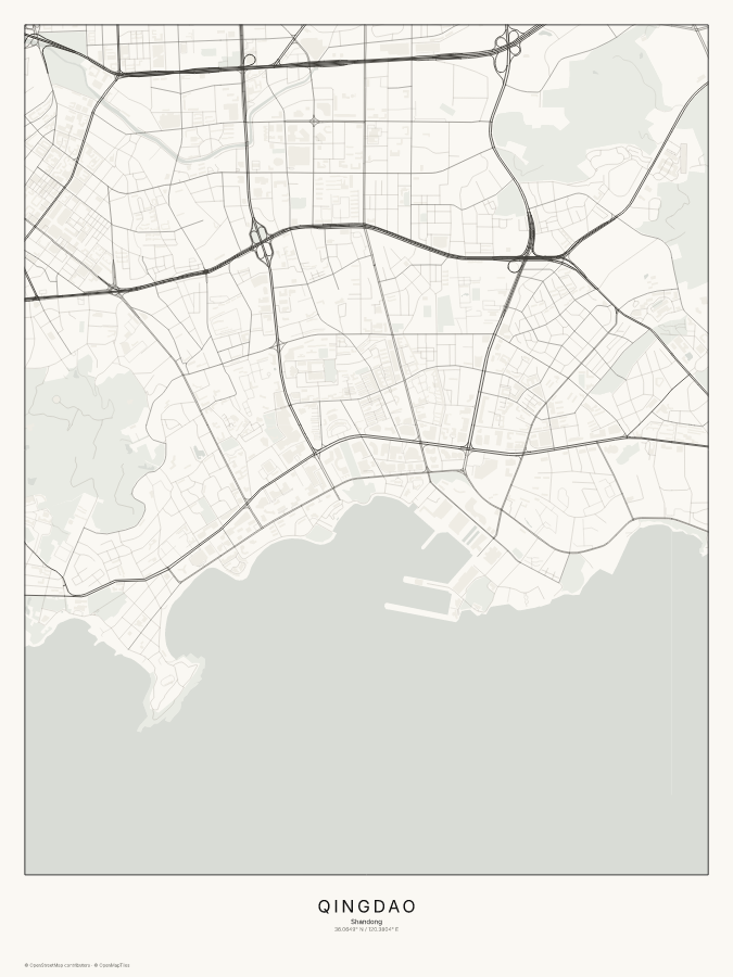 Qingdao map poster, classic style