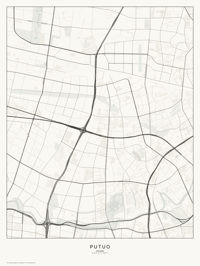Putuo map poster, classic style