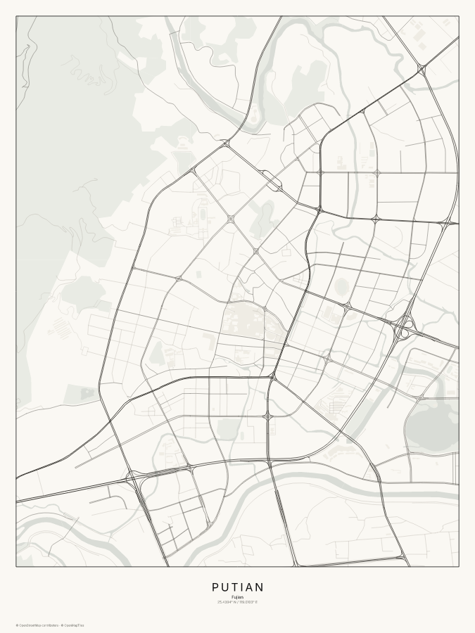 Putian map poster, classic style