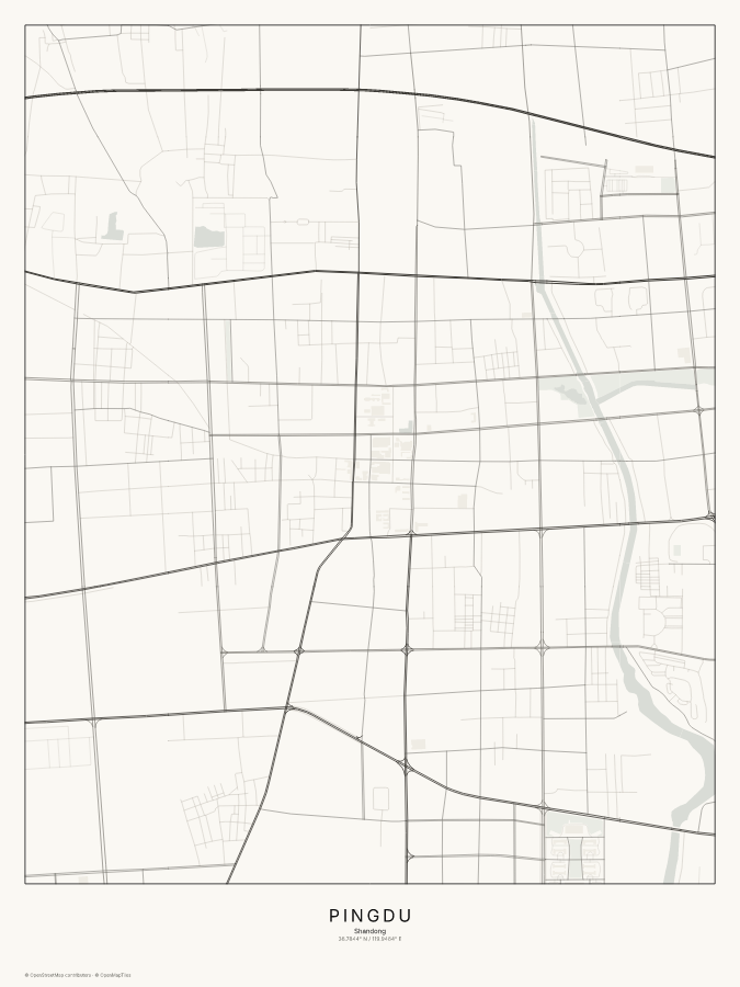 Pingdu map poster, classic style