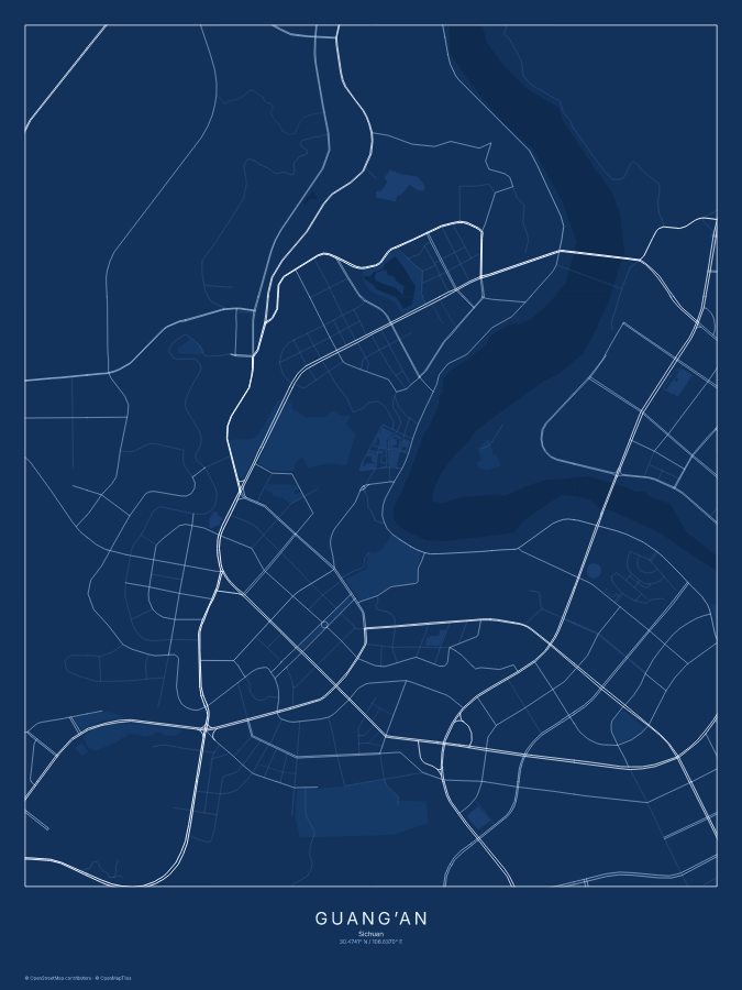 Guang’an map poster, blueprint style