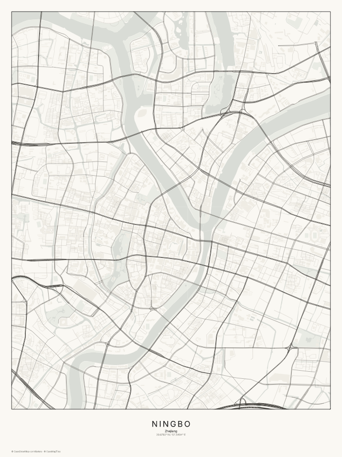 Ningbo map poster, classic style