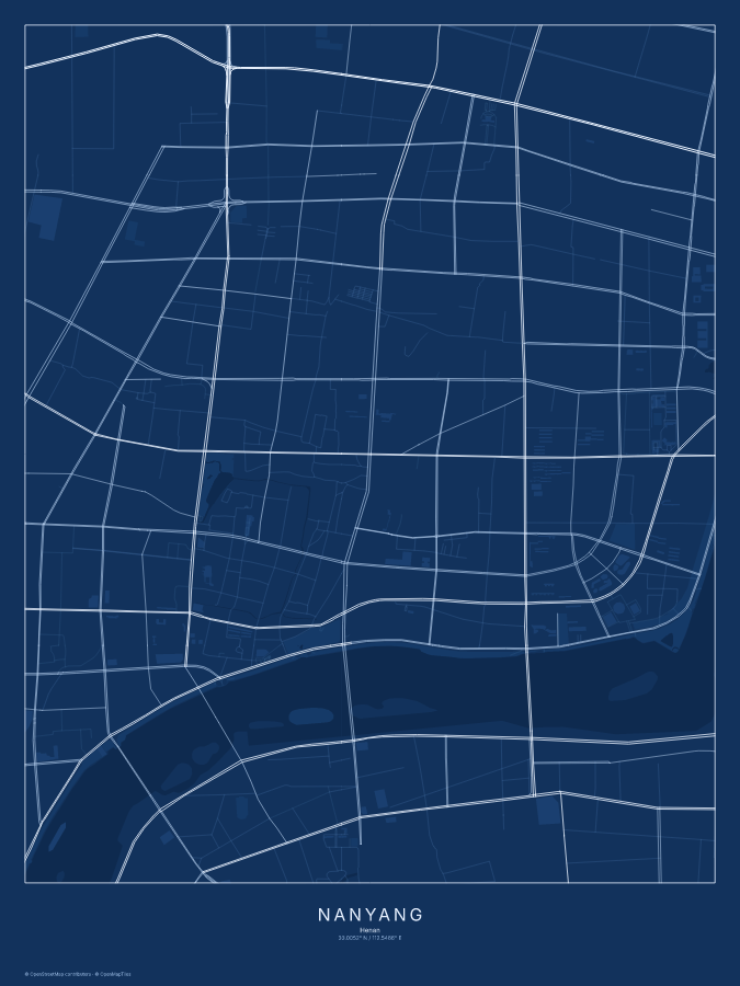 Nanyang map poster, blueprint style