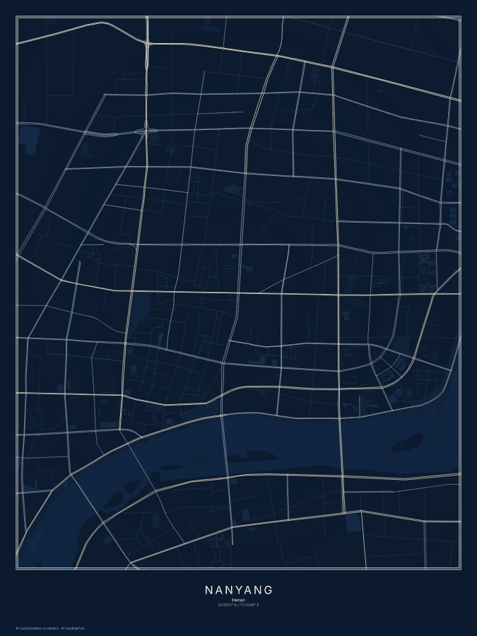 Nanyang map poster, midnight style