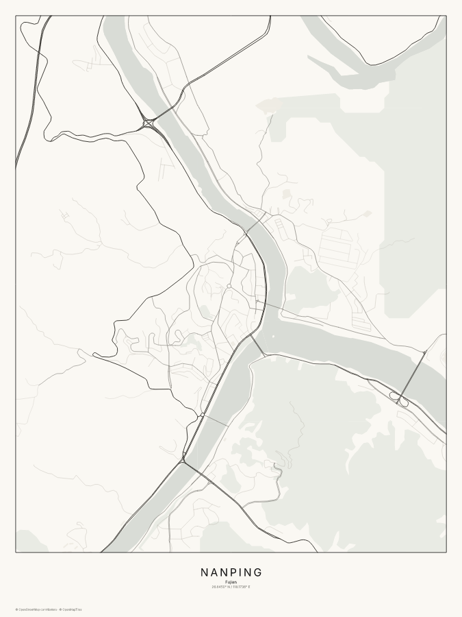 Nanping map poster, classic style