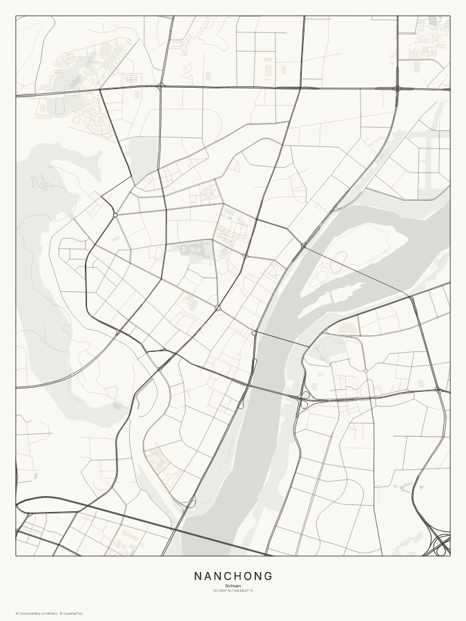 Nanchong map poster, classic style