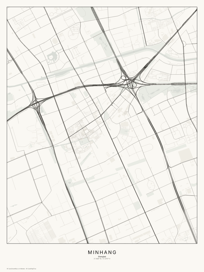 Minhang map poster, classic style