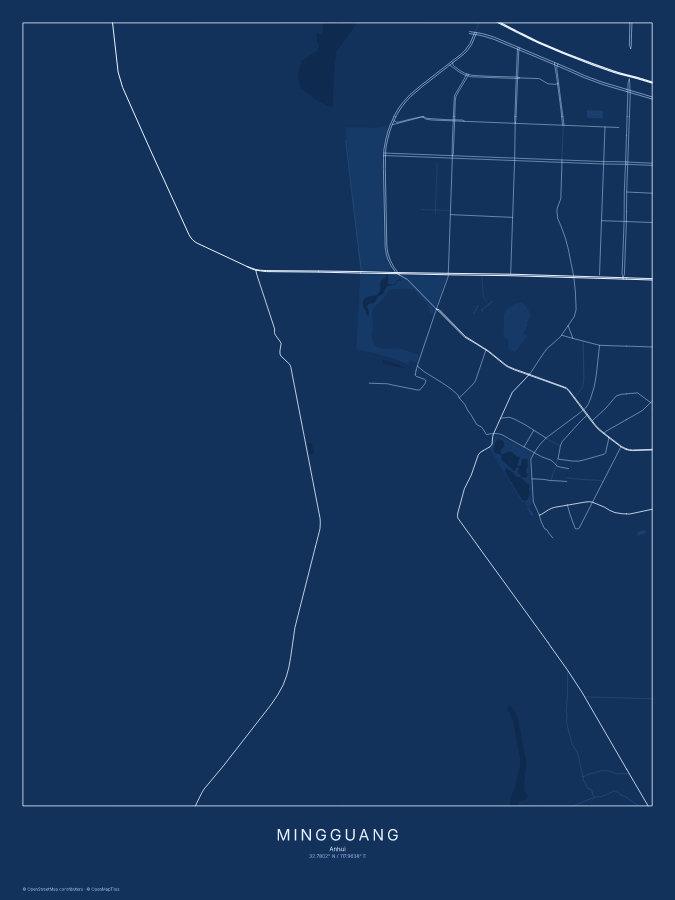 Mingguang map poster, blueprint style