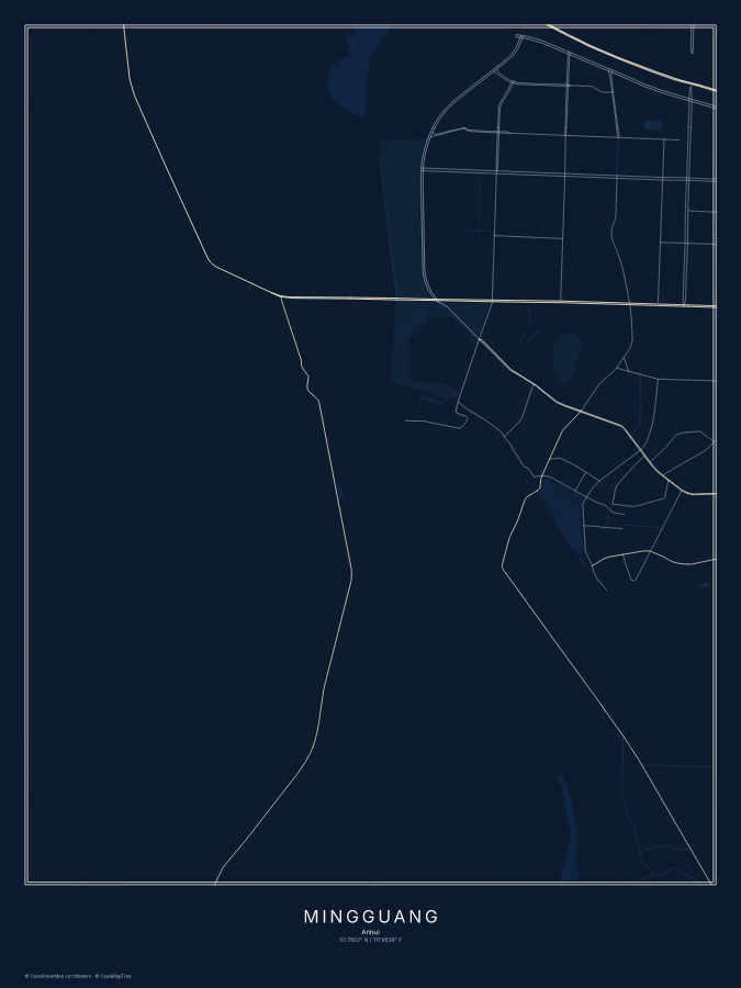 Mingguang map poster, midnight style