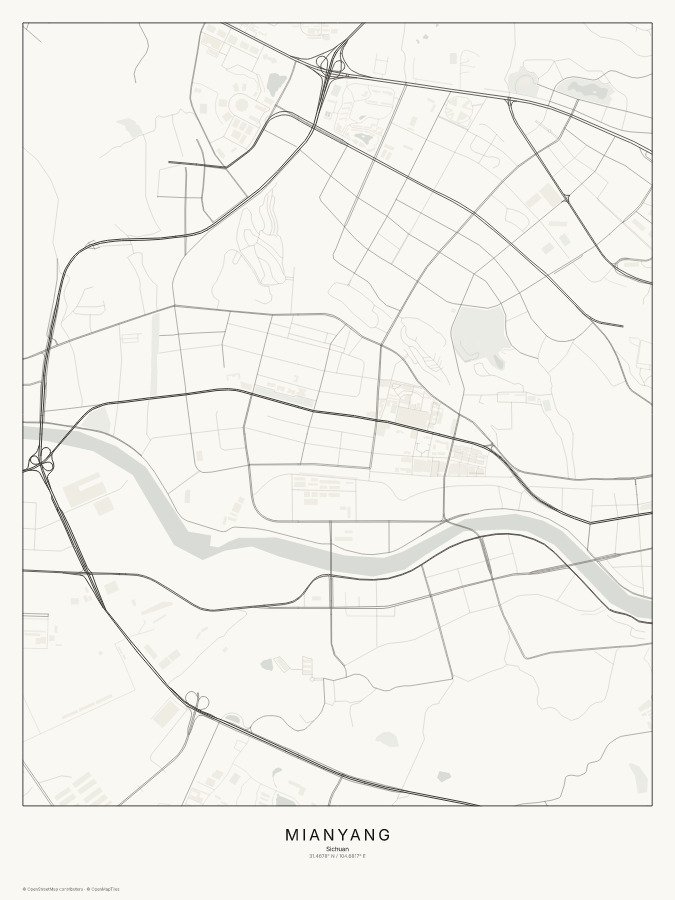 Mianyang map poster, classic style