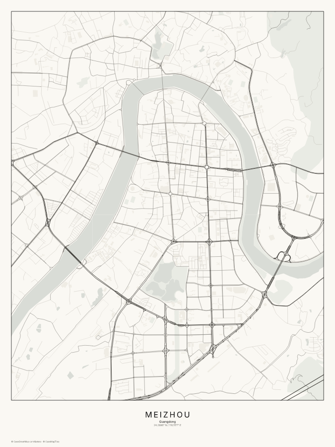 Meizhou map poster, classic style