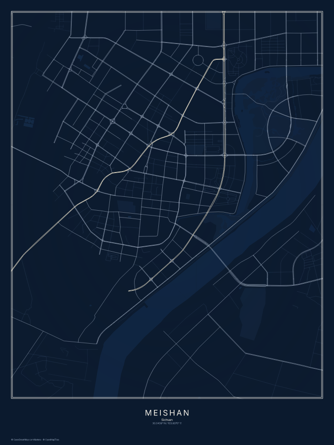 Meishan map poster, midnight style