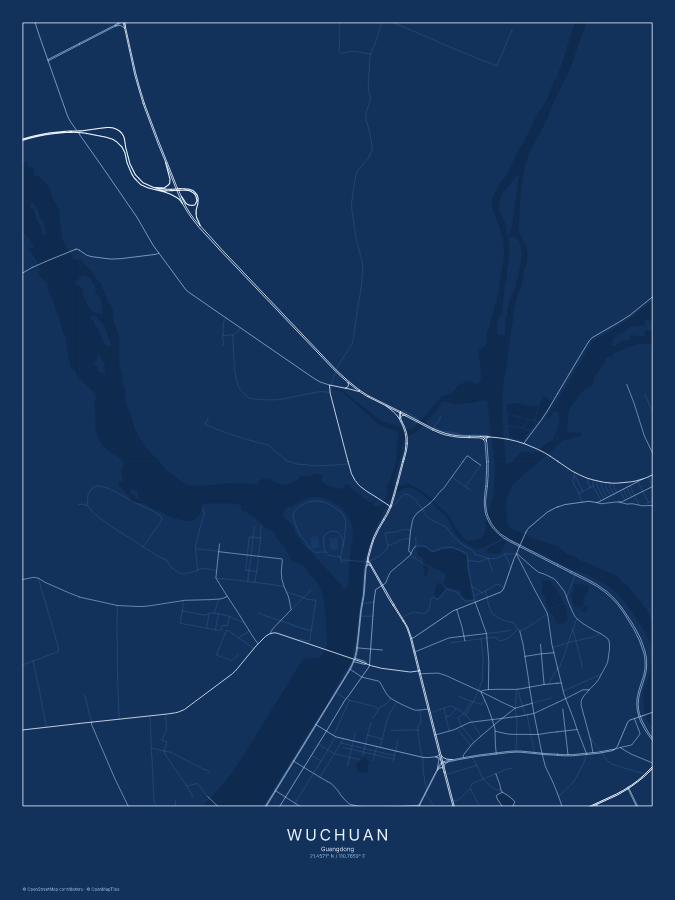 Wuchuan map poster, blueprint style