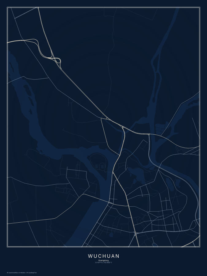 Wuchuan map poster, midnight style