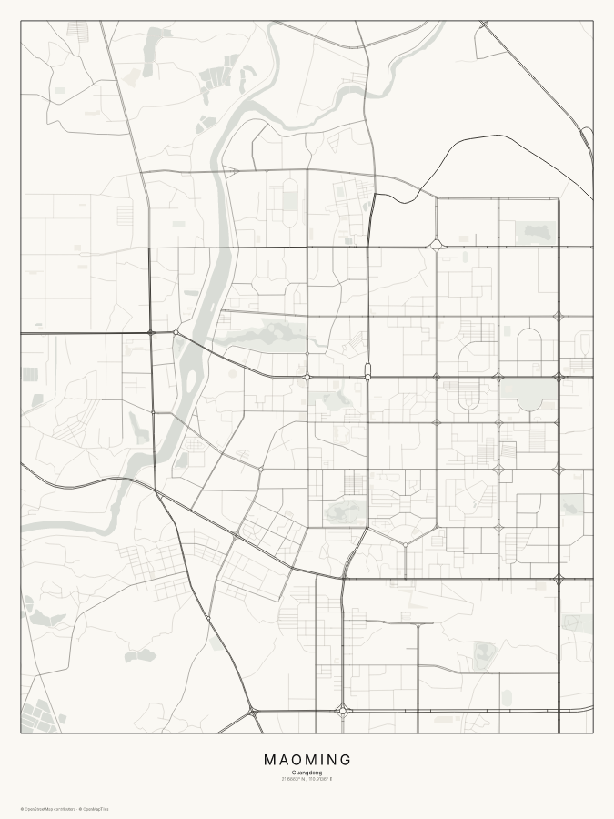Maoming map poster, classic style