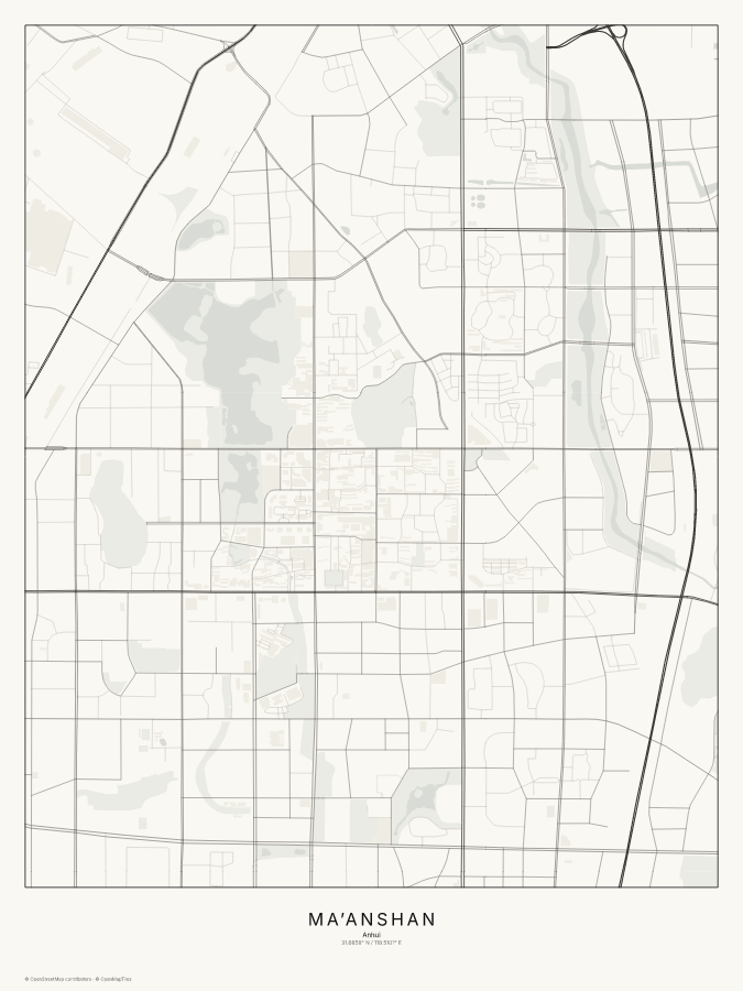 Ma’anshan map poster, classic style