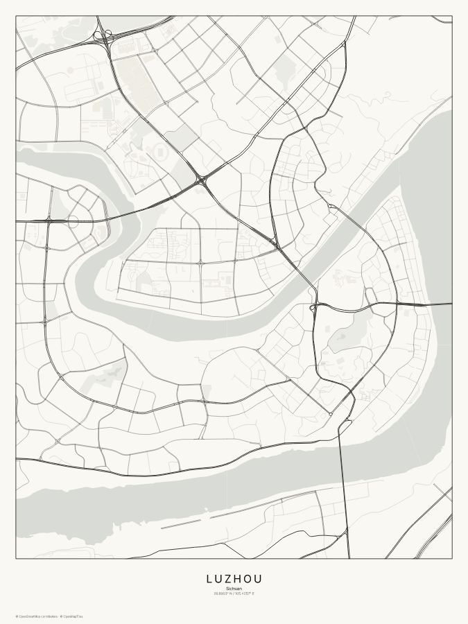 Luzhou map poster, classic style