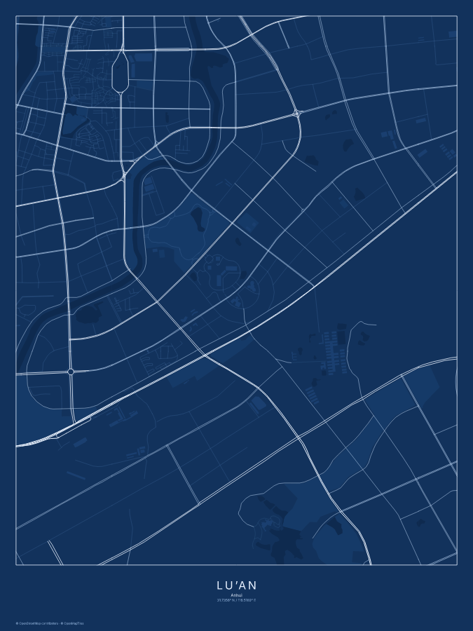 Lu’an map poster, blueprint style