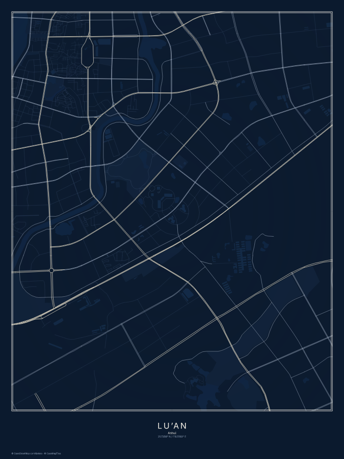 Lu’an map poster, midnight style