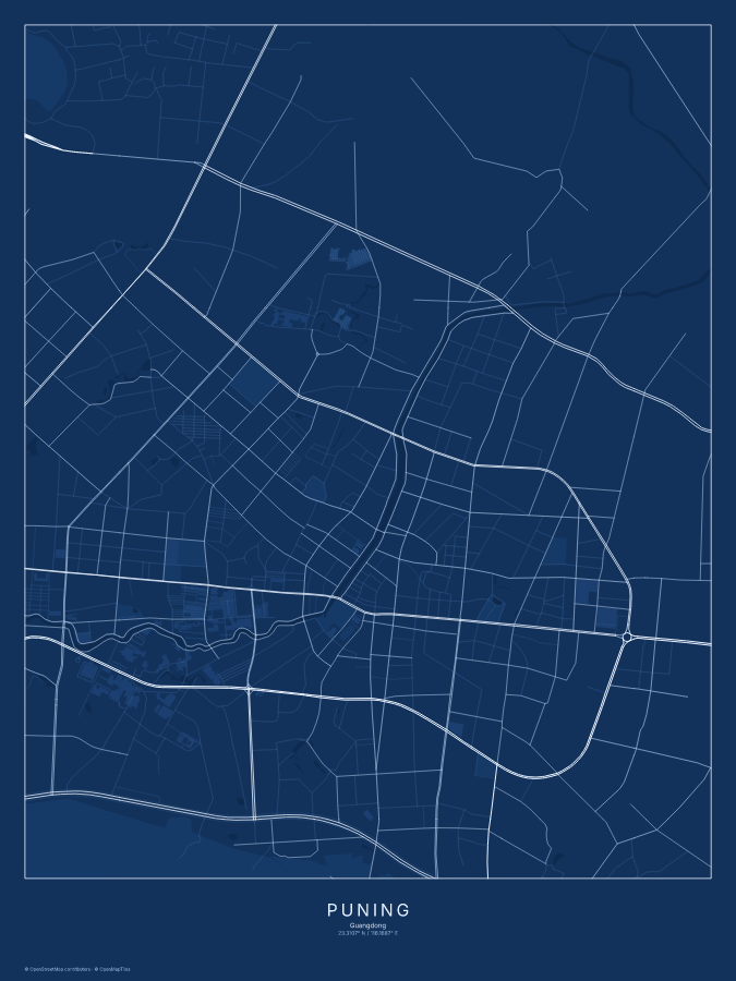 Puning map poster, blueprint style