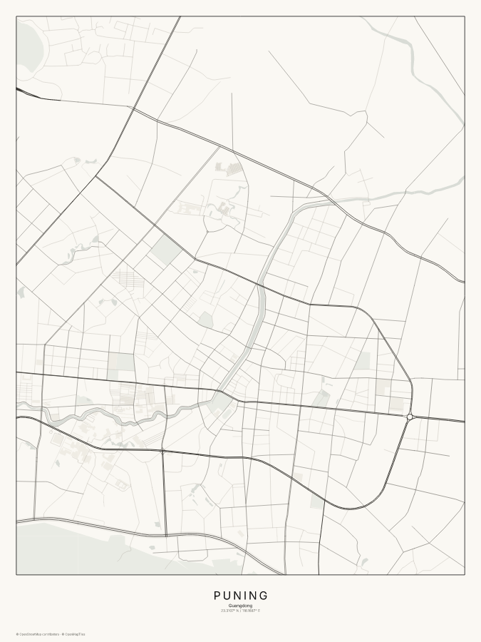 Puning map poster, classic style