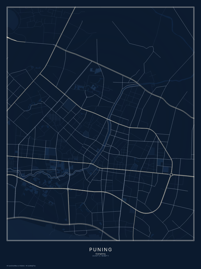 Puning map poster, midnight style