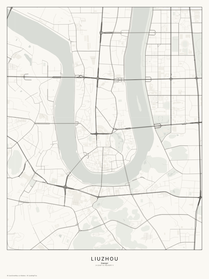 Liuzhou map poster, classic style