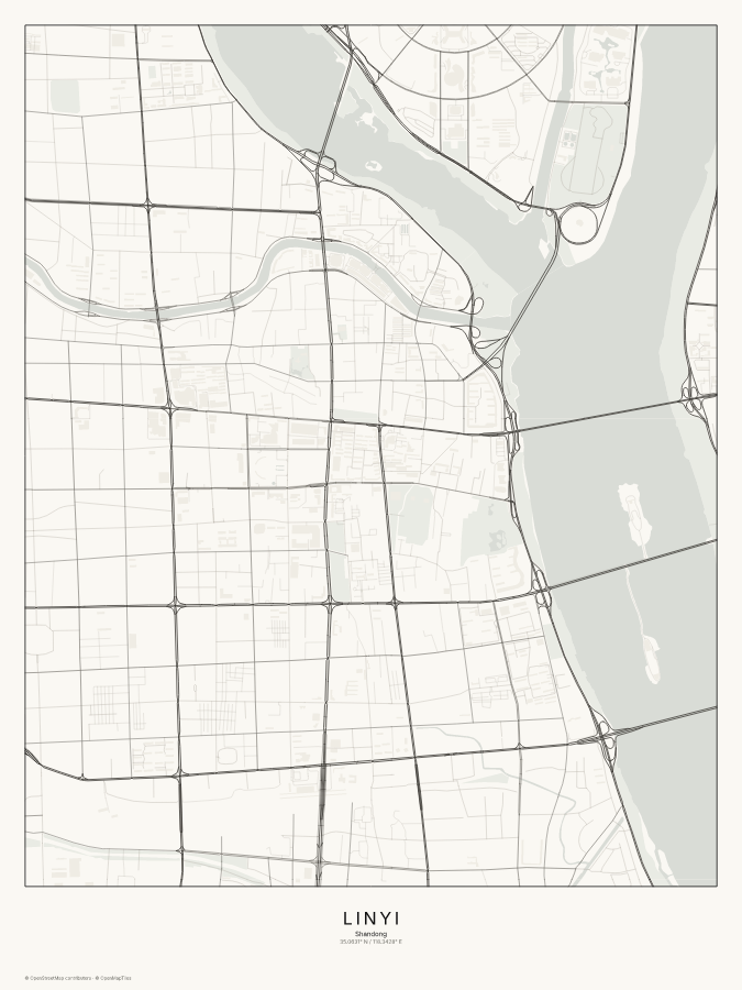 Linyi map poster, classic style